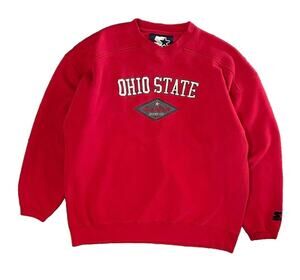 VTG Starter Ohio State Buckeyes Red Embroidered Crewneck Sweatshirt Unisex XL